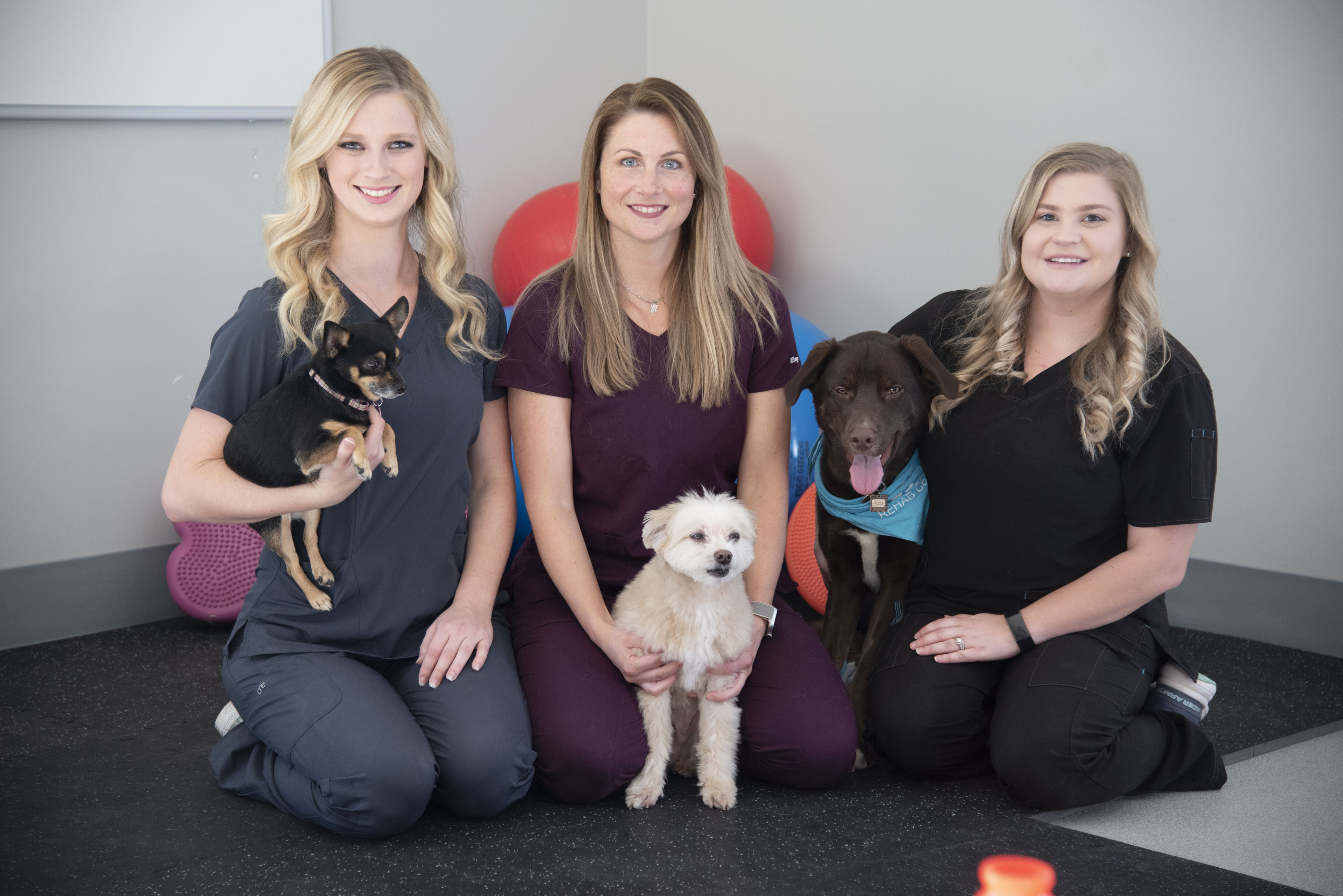 The AERC Rehab Team poses with their dogs